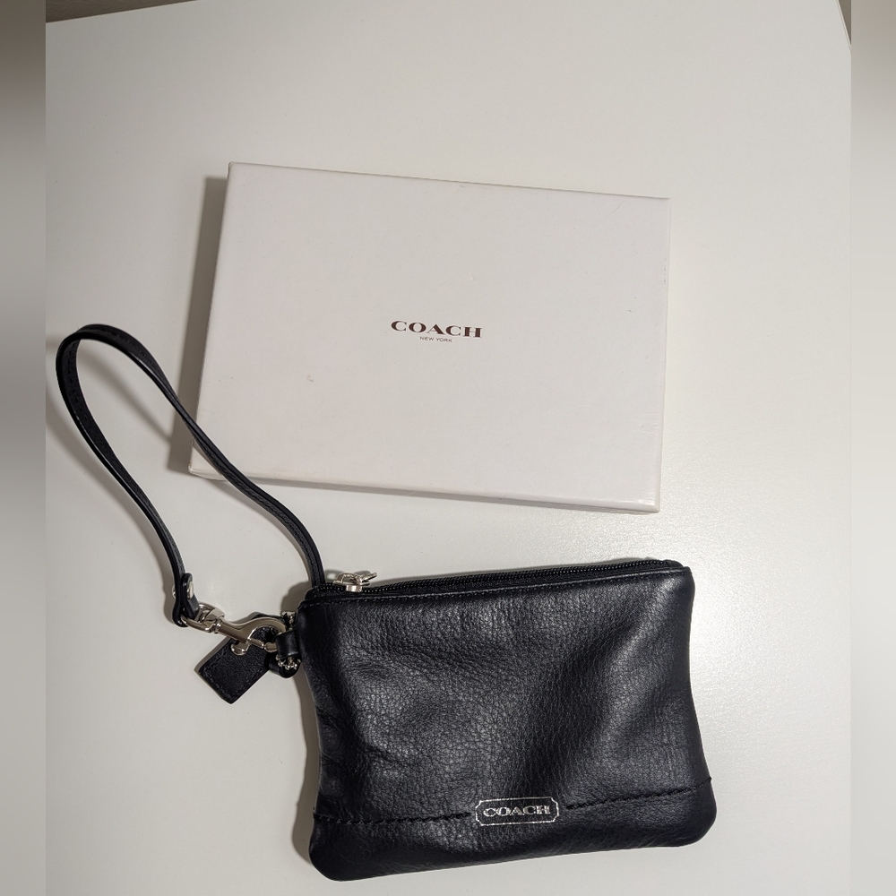 Coach Black Leather Wristlet